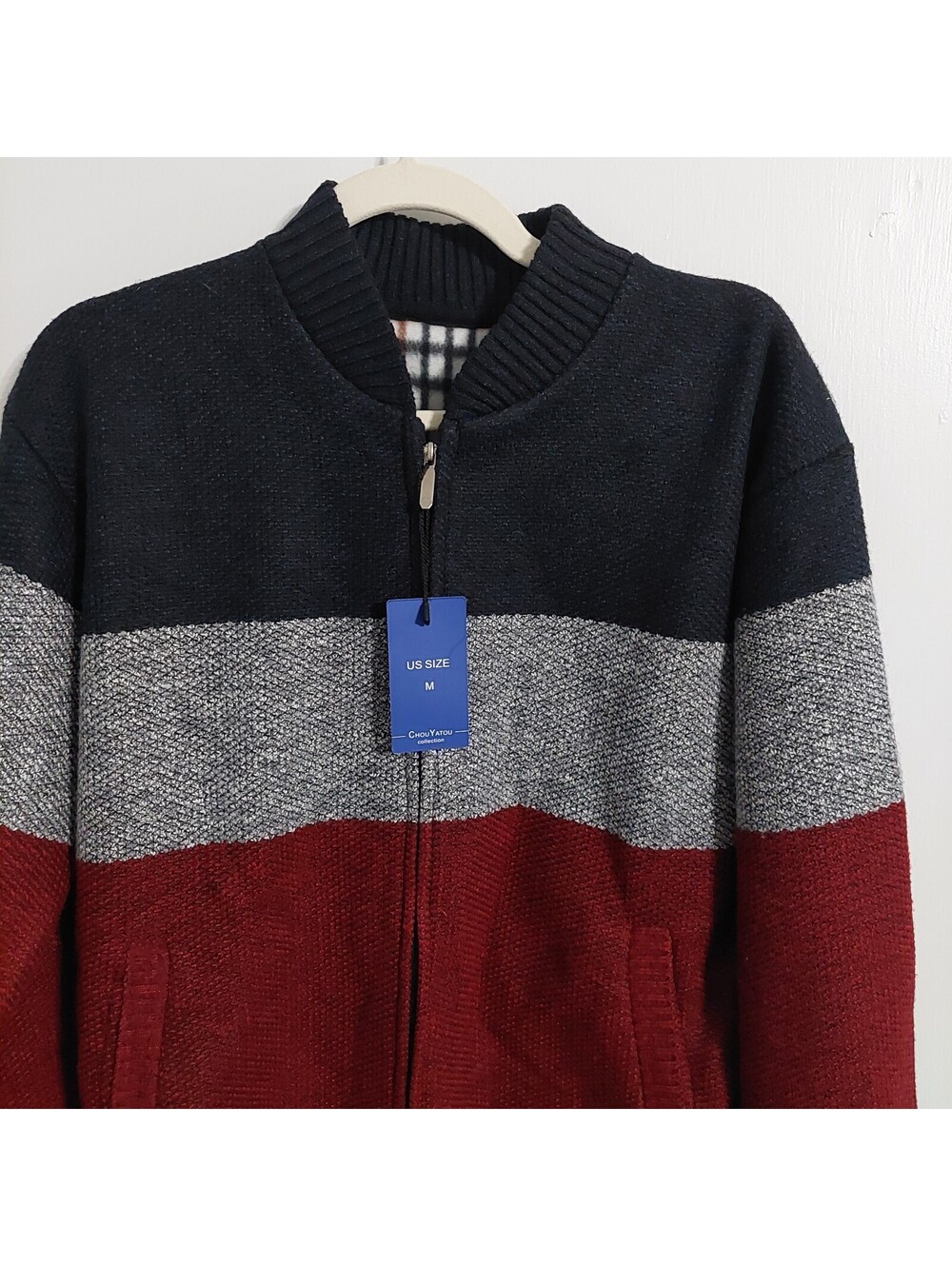 Chou Yatou Colorblock Full Zip Cardigan Sweater Size M